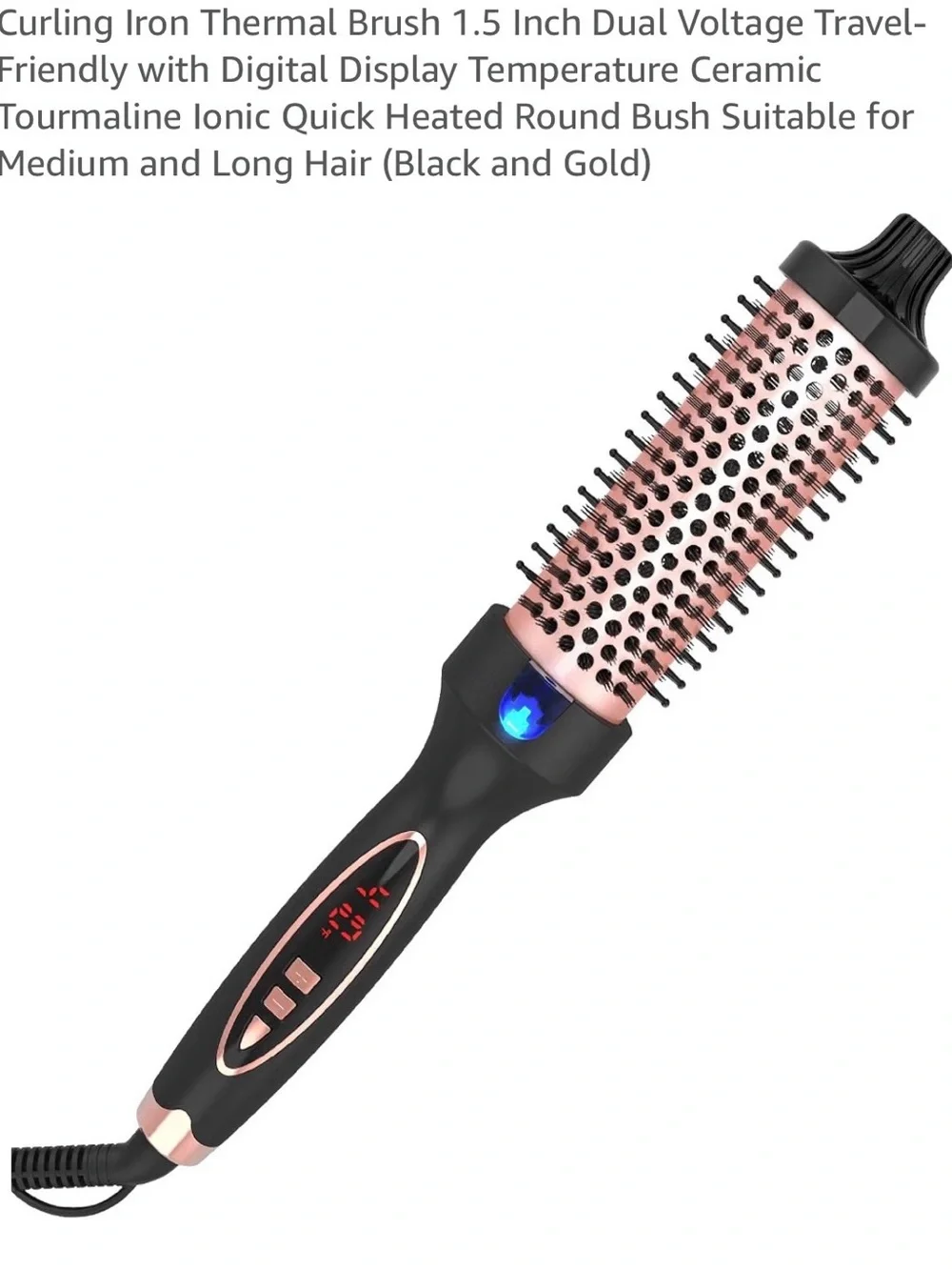Ceramic Heated Round Styling Brush in Black and Rose Gold - Unbranded